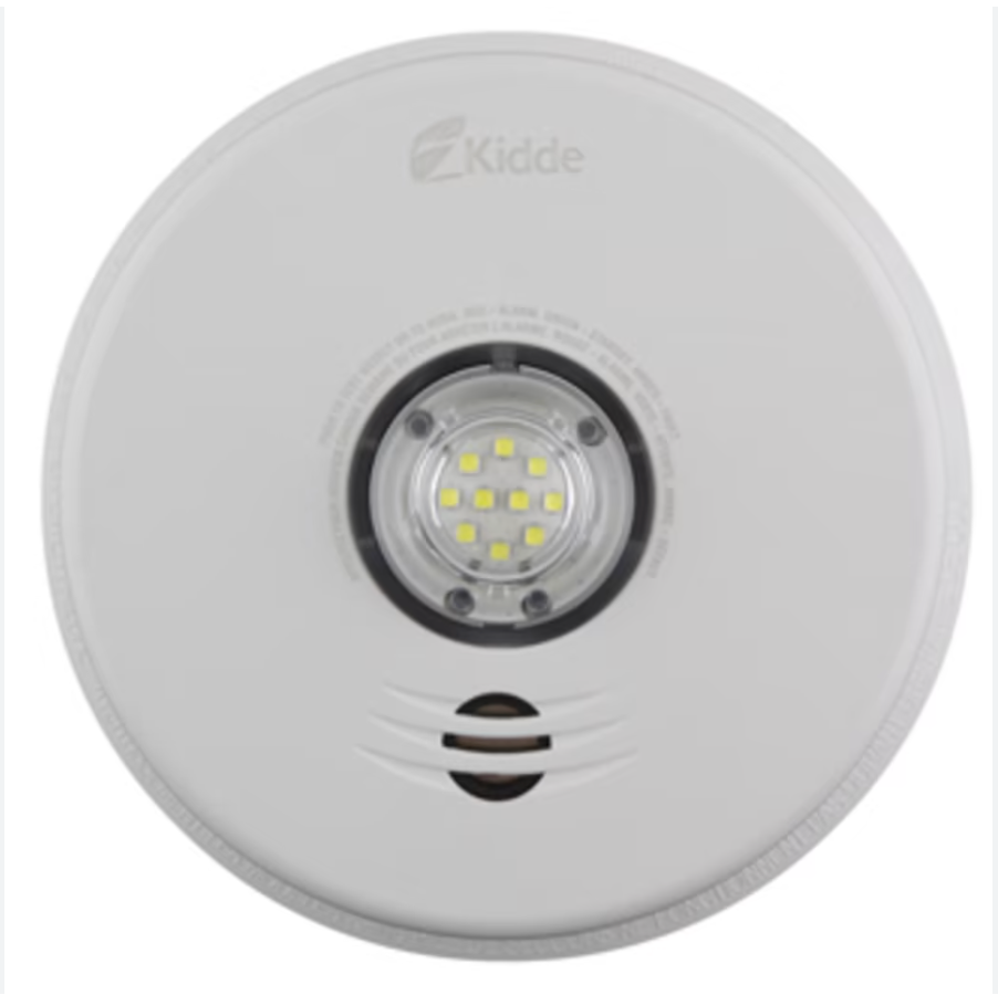 Kidde P4010ACLEDSCA integrated 120 V AC wire-in smoke alarm with LED strobe light--10-year sealed battery backup and